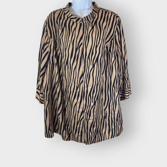 NEW | Maggie Barnes Blazer | 1X | 18/20W | Linen Blend | Zebra Print - Picture 1 of 11